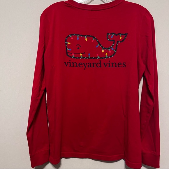 Vineyard Vines Christmas Red Long Sleeve Pullover T Shirt Size X Small - Picture 2 of 10